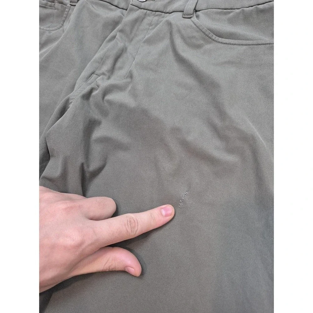 ABC Slim-Fit 5 Pocket Pant 33x30 Green Chino Straight Casual Stretch FLAW